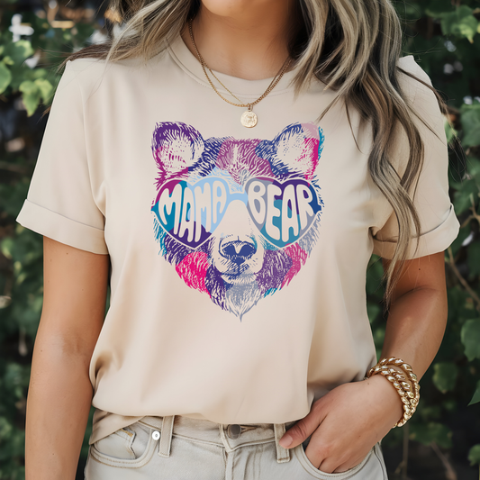 Mama Bear Colorful Design on Soft short sleeve tee